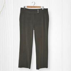 APT.9 Straight Leg Dress Pants Trousers Leg Gold Button Accent Brown Size 14
